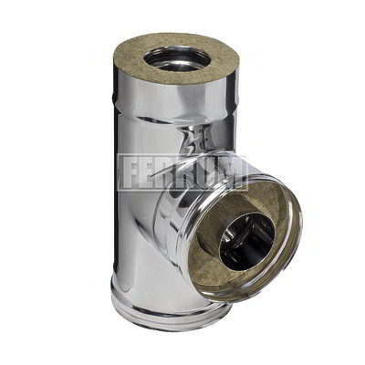 Тройник-сэндвич 90 FERRUM (430/0,8мм + нерж.) Ф110x200